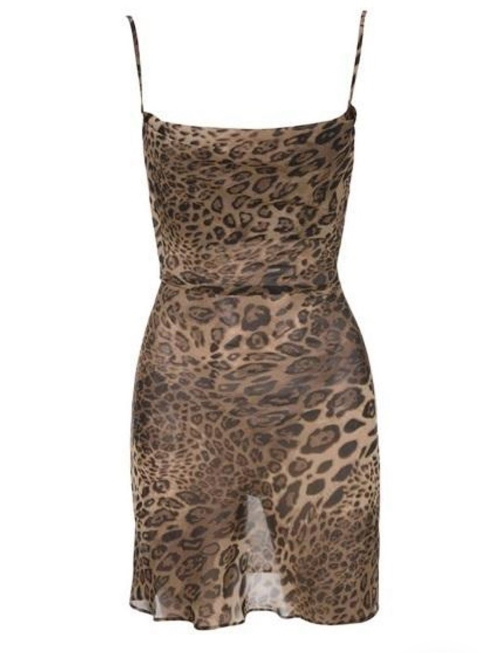Leopard Print Mini Slip Dress - Brown